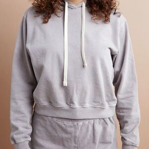 SAVVI Neutral Solid Payton Midi Pullover Cotton French Terry Hoodie Size Small